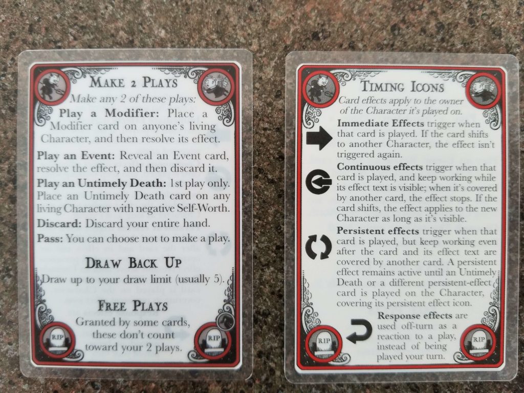 The Gloom rule sheet The Gloom rule sheet summarising play