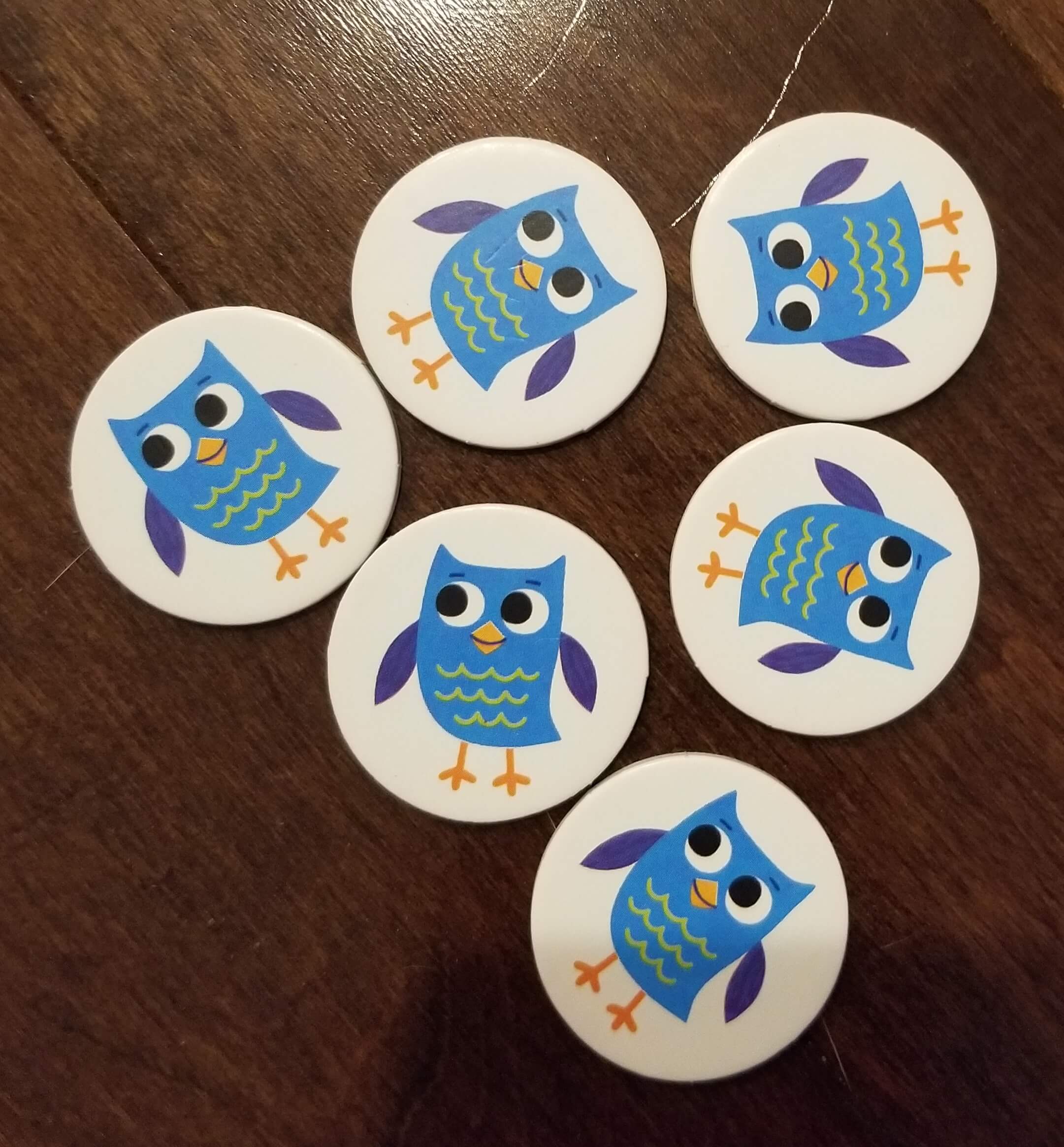 The owl pieces in Hoot Owl Hoot
