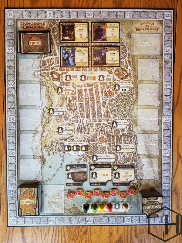 The empty Lords of Waterdeep board before workers are placed