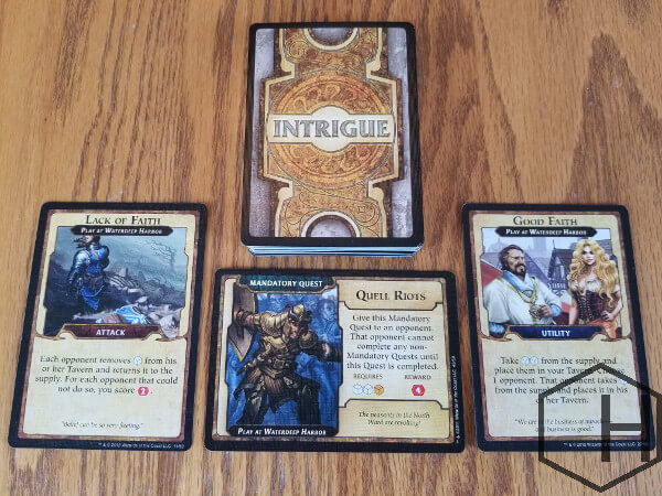 Intrigue cards used to disrupt opponents in Lords of Waterdeep