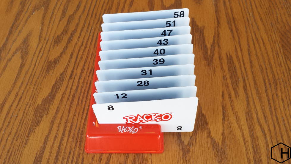 An ordered Rack-O rack A Rack-O rack sorted in ascending order — a winning rack