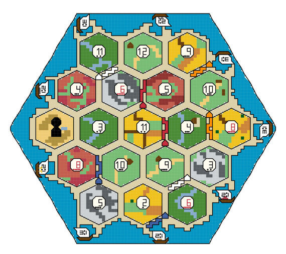 Catan Map Cross-Stitch Pattern 1