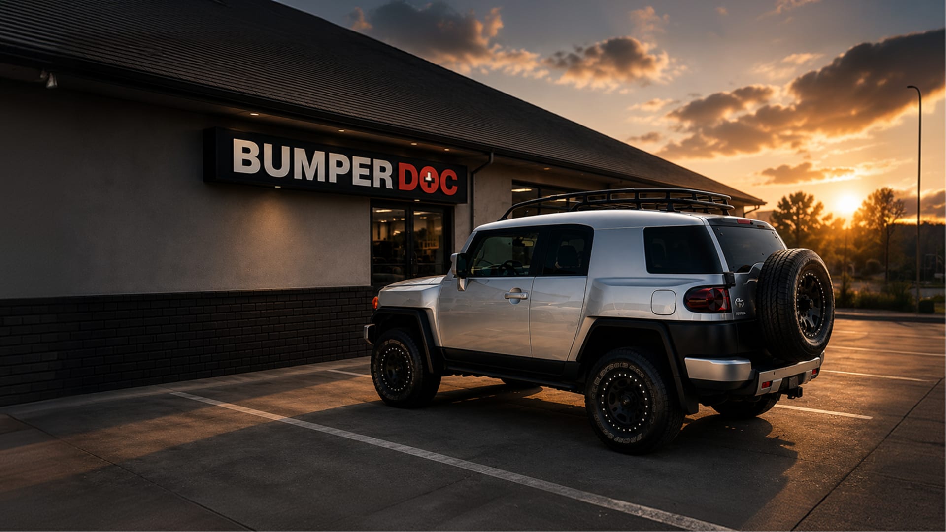 Vehicle being worked on inside the BumperDoc Santee shop