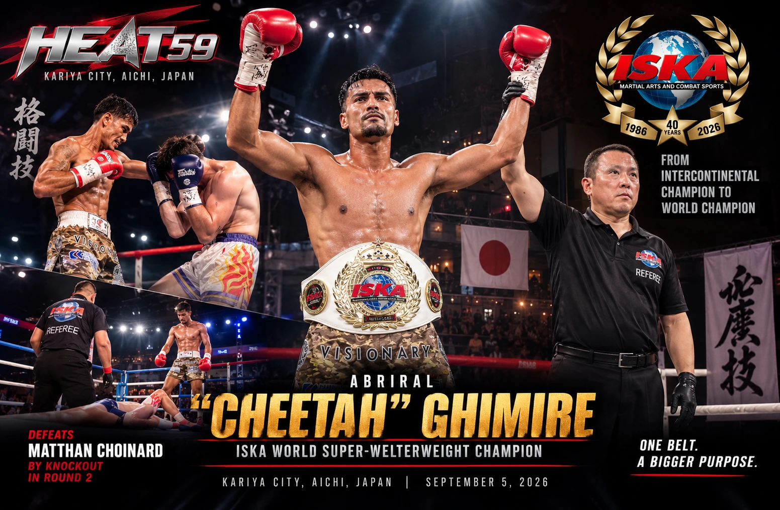 Abriral “Cheetah” Ghimire Captures ISKA World Title at HEAT 59 Abriral “Cheetah” Ghimire Captures ISKA World Title at HEAT 59