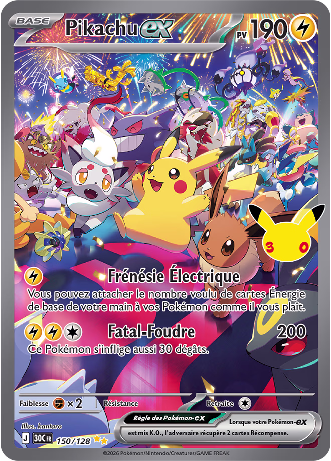 Pikachu Ex 150/128 Alternative série 30 ans anniversaire