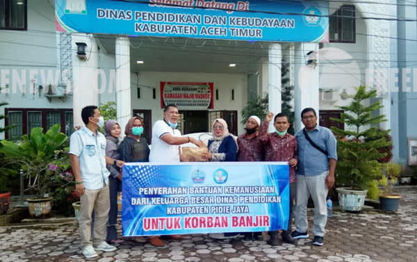 Dinas Pendidikan Pidie Jaya Peduli Banjir Aceh Timur