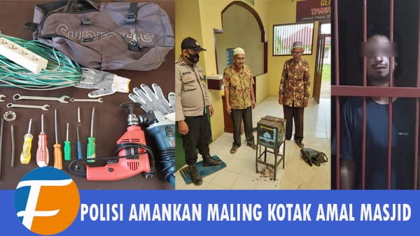 Polisi Aceh Timur Amankan Spesialis Maling Kotak Amal Masjid Beserta Peralatan Lengkap