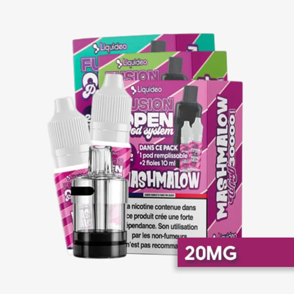 Cartouche Fusion Open Pod System + 2 fioles 10ml 20mg Liquideo