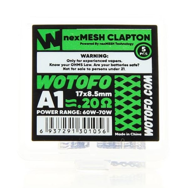 Pack de 5 NexMesh Clapton A1 0.2ohms Wotofo Pack de 5 NexMesh Clapton A1 0.2ohms Wotofo Wotofo