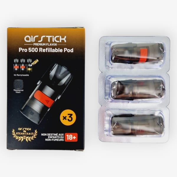 Image Produit Pack de 3 cartouches Airstick Pro 500 Pod Steam Crave