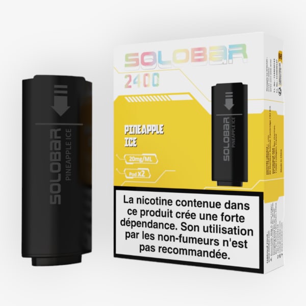 Pack de 2 Pods Solobar 2400 2ml 20mg Pineapple Ice