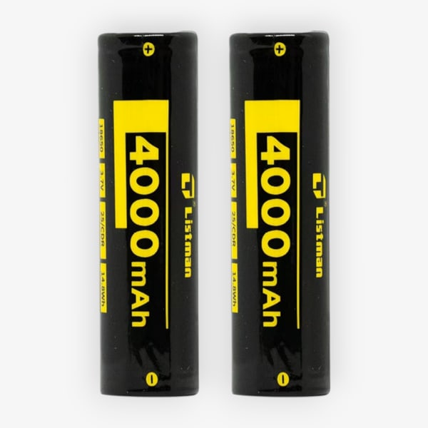 2 accus 25A 18650 4000mAh Listman Lot de 2 Accus 25A 18650 4000mAh (+ boite rangement et notice) Listman Listman