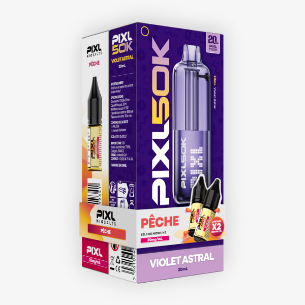 Puff PIXL 50k 20mg Pêche - Violet Astral