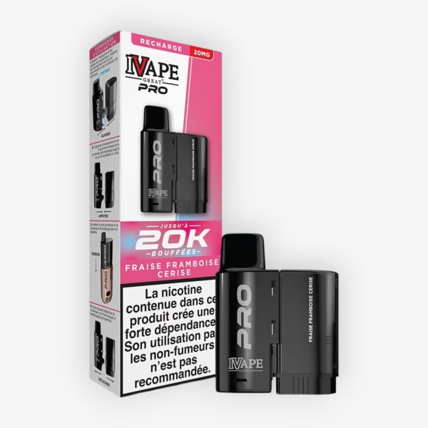 Cartouche 20k IVapeGreat 20mg Fraise Framboise Cerise