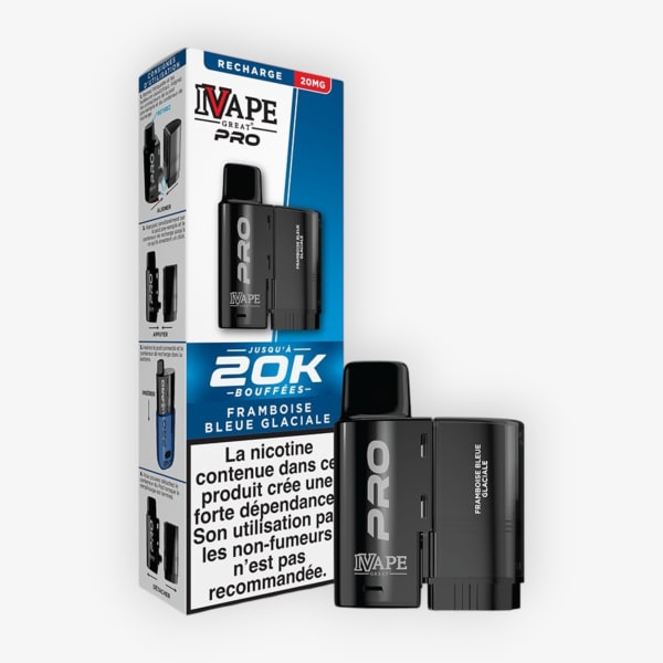 Cartouche 20k IVapeGreat 20mg Framboise Bleue Glaciale