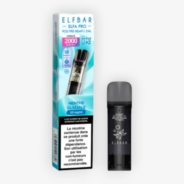 Pack de 2 Cartouches Pods ELFA Pro 2ml 20mg ElfBar Menthe Glaciale