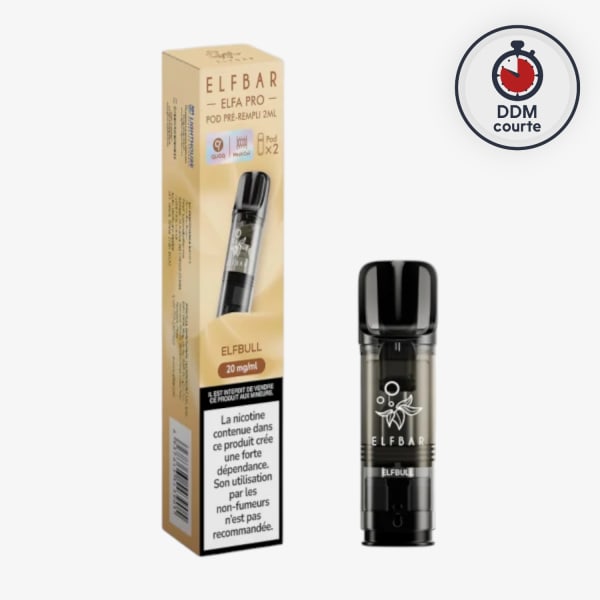 Pack de 2 Cartouches Pods ELFA Pro 2ml 20mg ElfBar ElfBull - DDM Courte = 09/2026