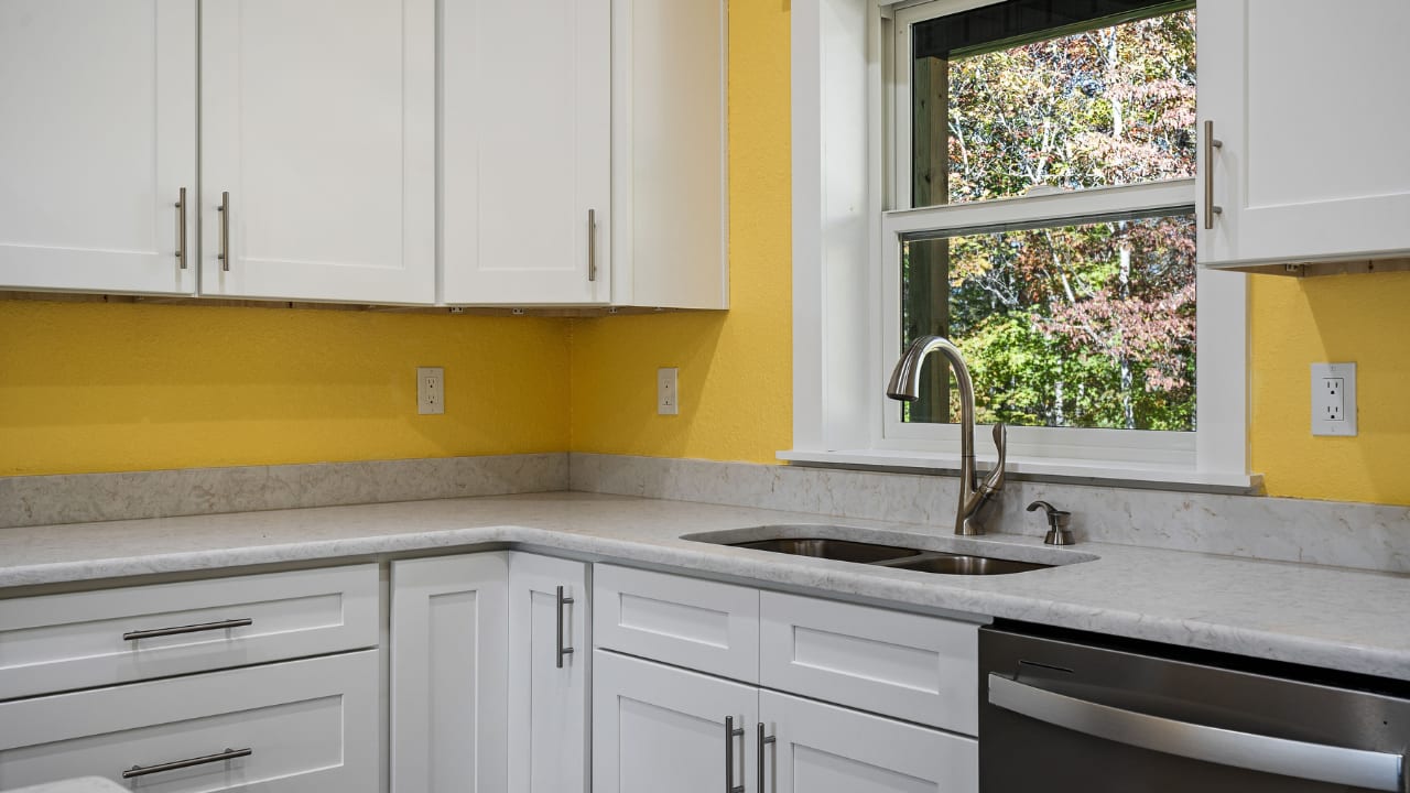 Close up look at the kitchen inside this luxury custom barndo