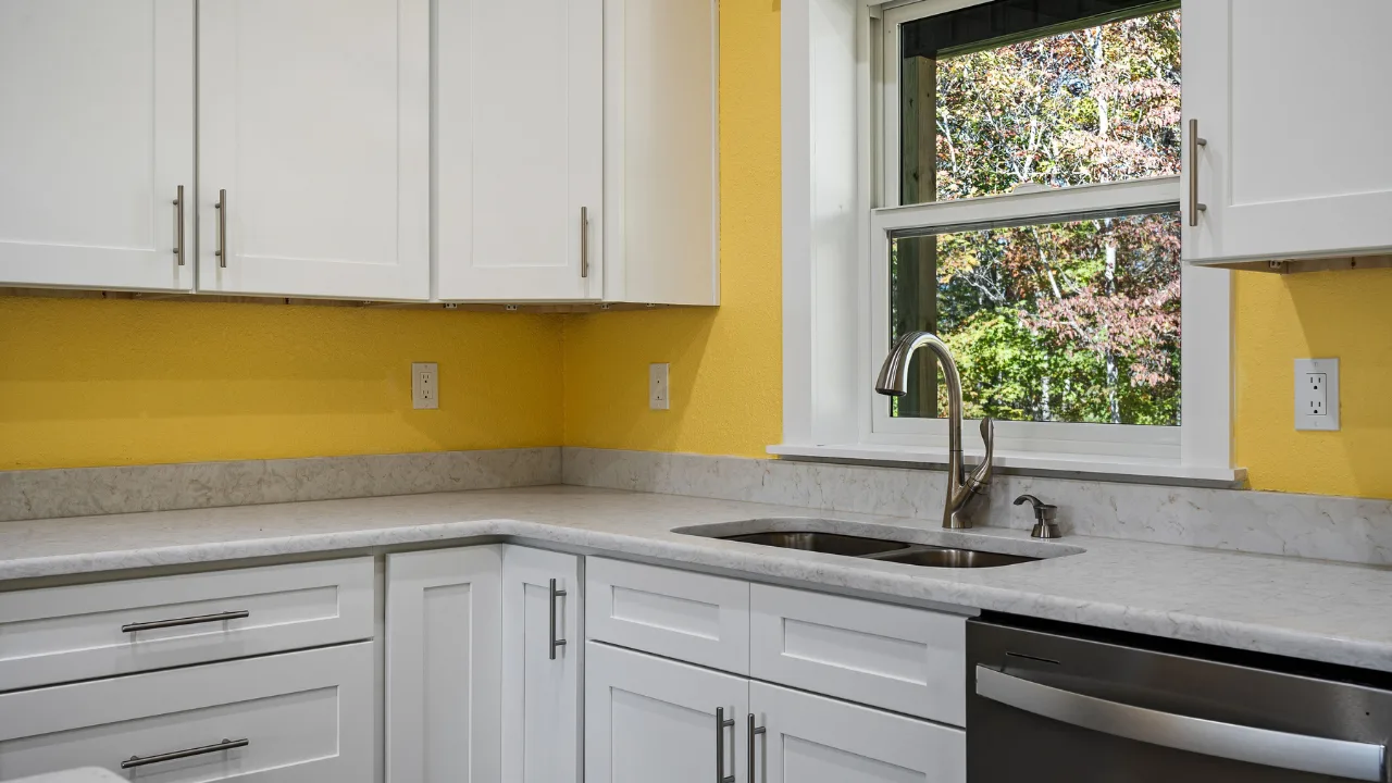 Close up look at the kitchen inside this luxury custom barndo
