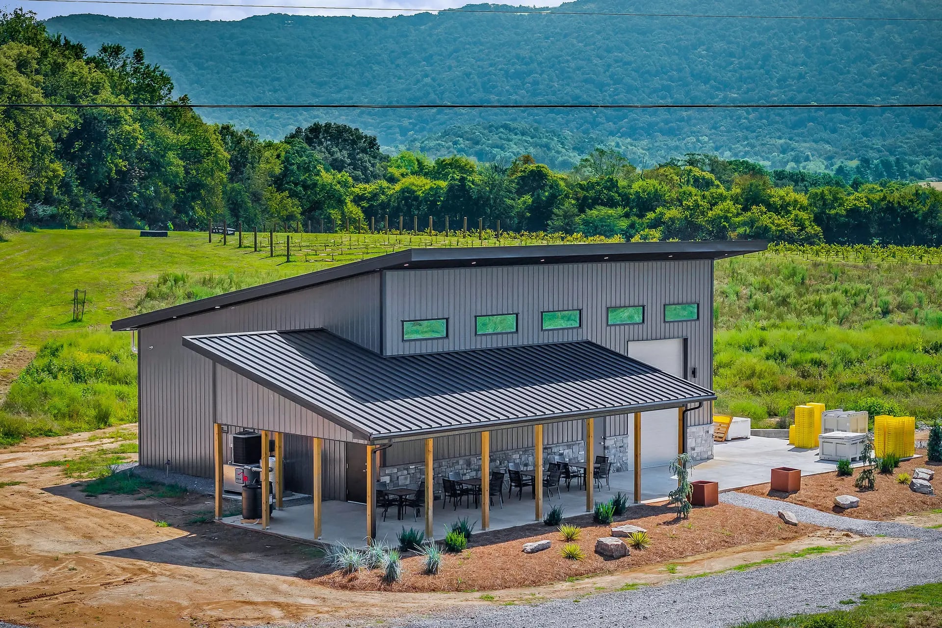 outside sky view of crow creek winery in pikeville