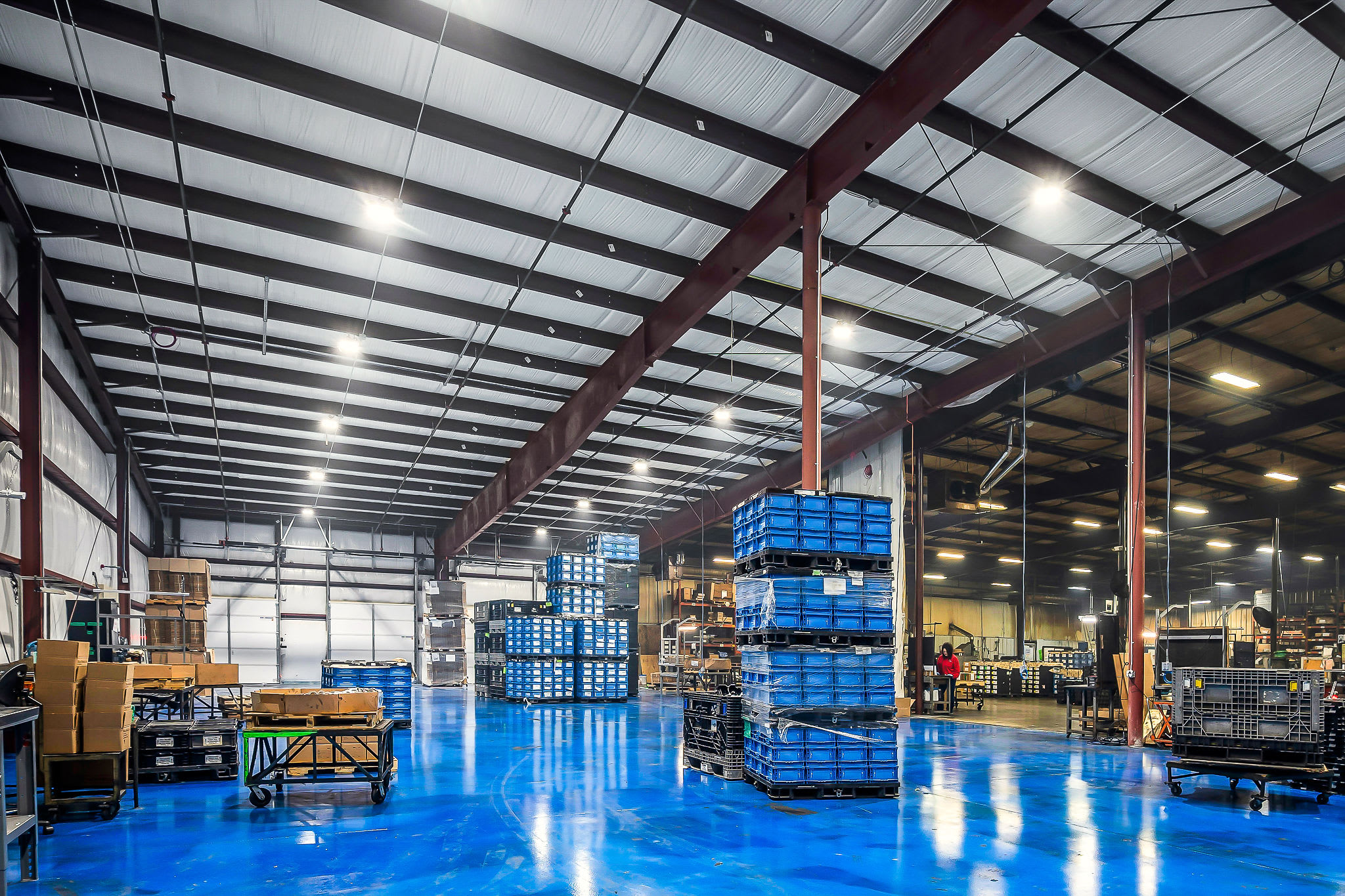 inside a steel metal building factory in jamestown tennessee