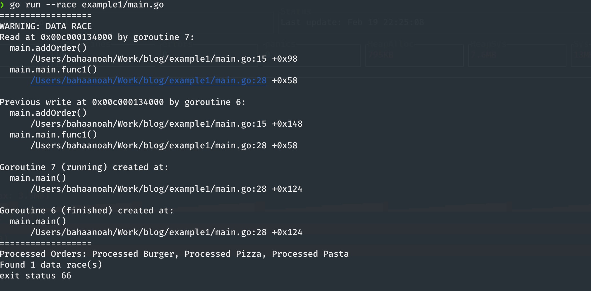 Race condition output