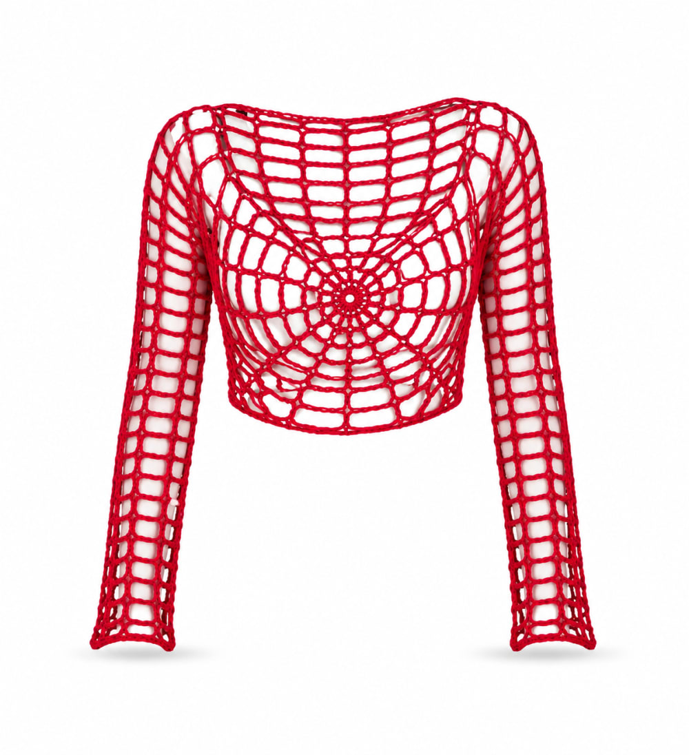 Handmade Spider Web Crochet Crop Top
