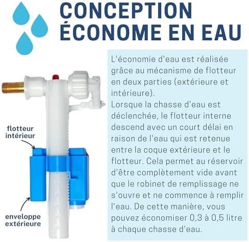 Vue 5 de Robinet Flotteur Wc Universelle