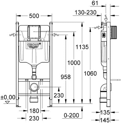 Vue 2 de Grohe Bati Support Wc