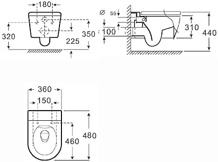 Vue 7 de Wc Suspendu Blanc Sans