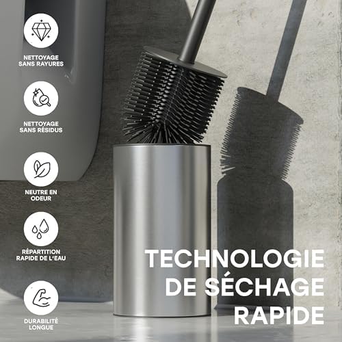 Vue 5 de Brosse Wc Silicone Argent