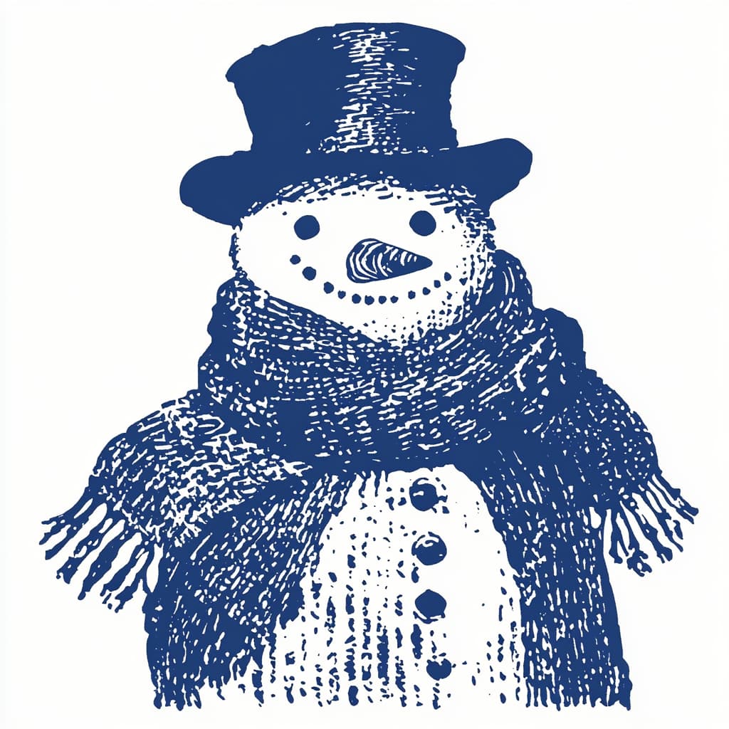 Snowman wearing a top hat and coat