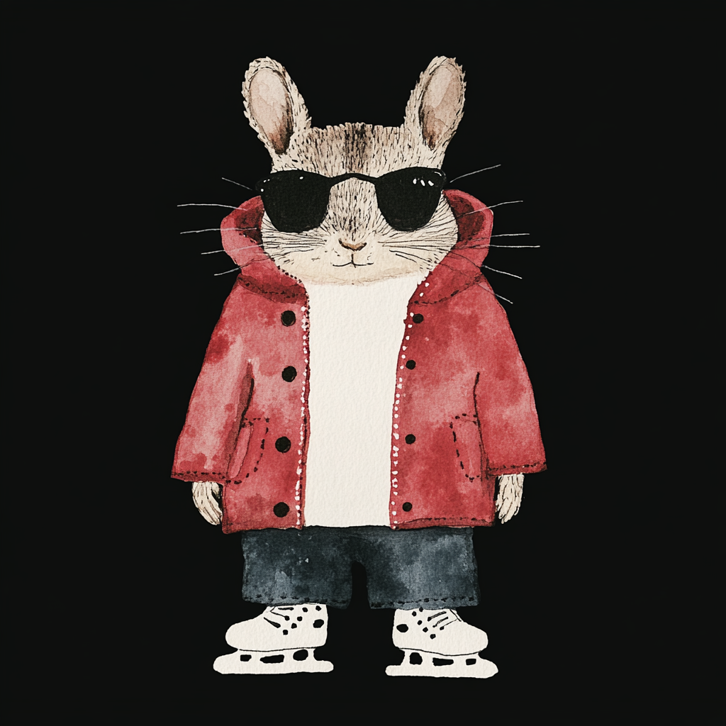 A cool chipmunk wearing sunglasses and ice skates.