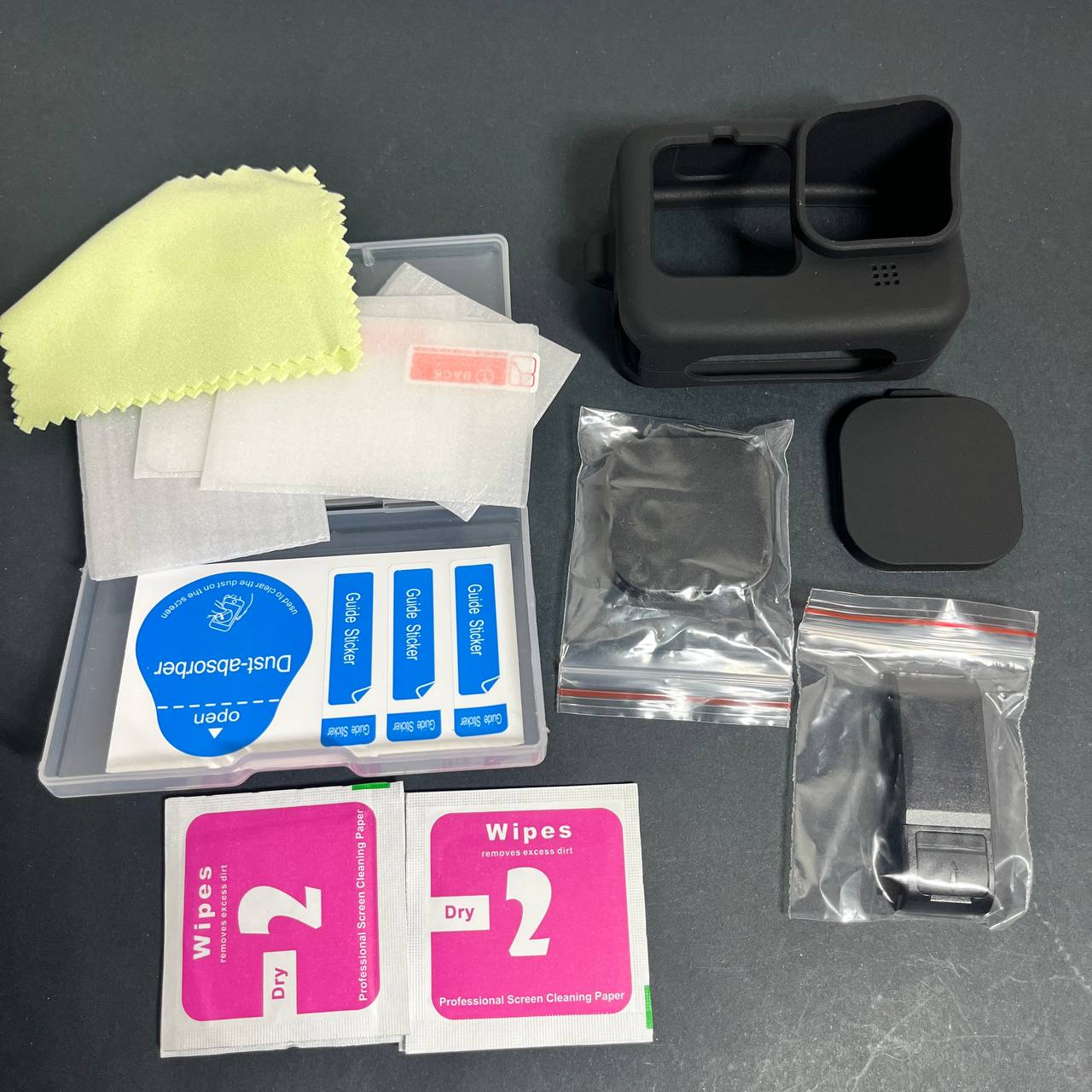 Kit de accesorios para GoPro HERO 11/10/9 Black: Protector de silicona, tapa de lente y micas