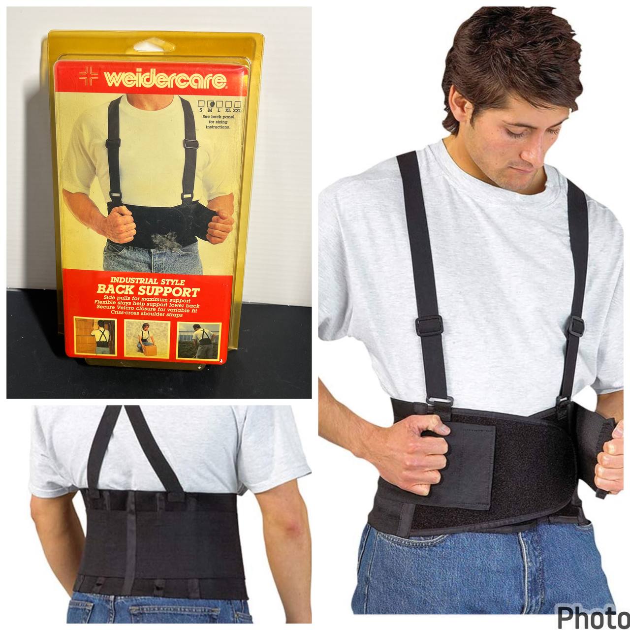 Faja de Soporte Lumbar Industrial Weidercare con Tirantes Ajustables y Cierre de Velcro