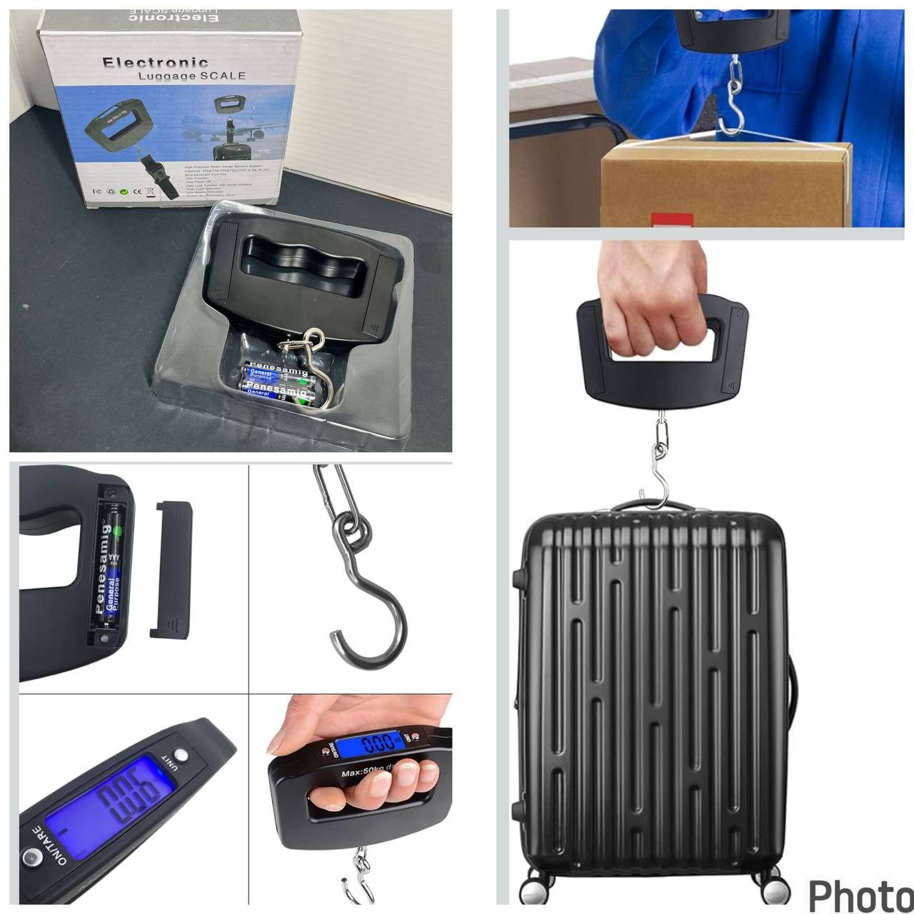 Báscula Digital Portátil para Equipaje 40kg con Pantalla LCD y Sensor de Alta Precisión