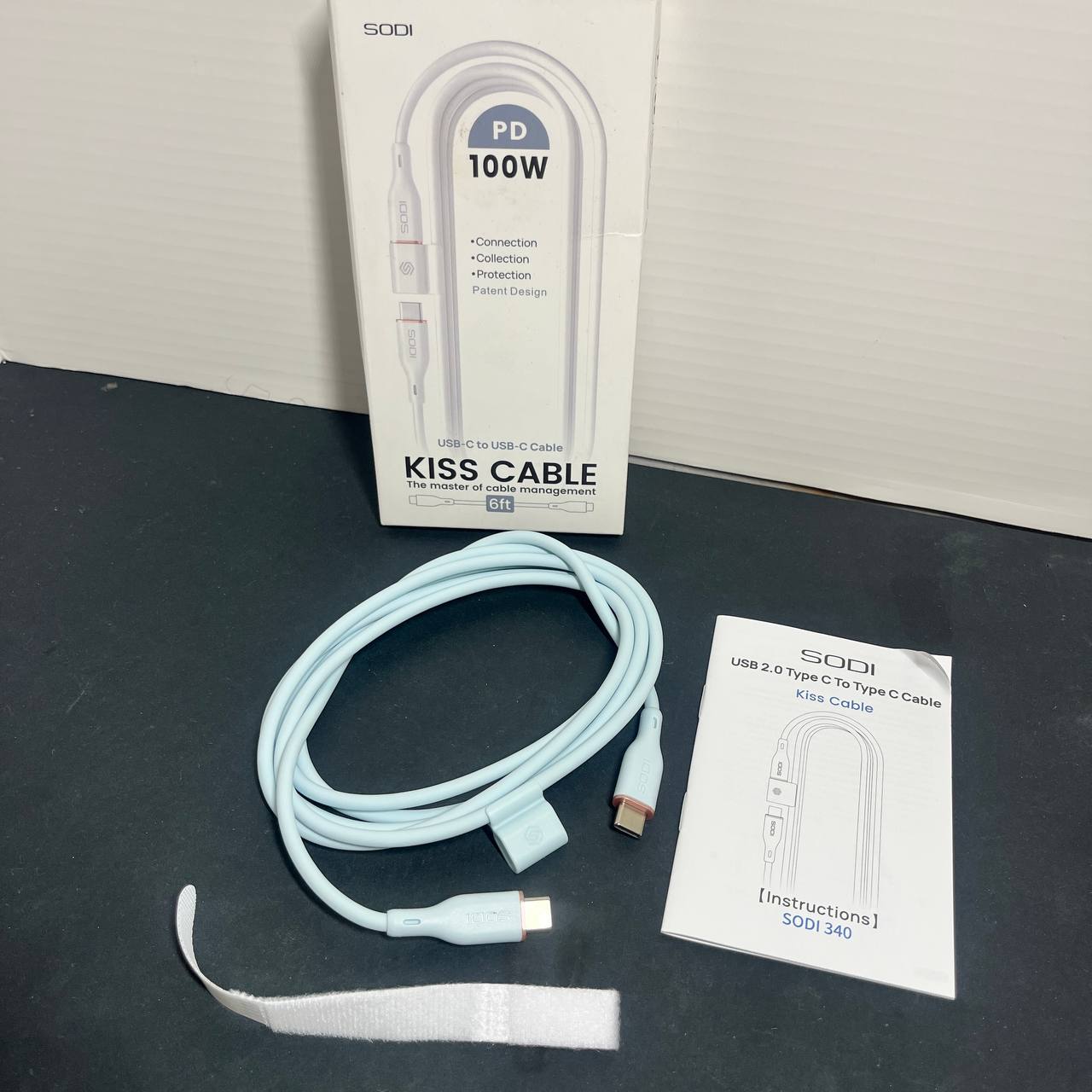 SODI Kiss Cable USB-C a USB-C 100W 6ft, Cable de Carga y Datos