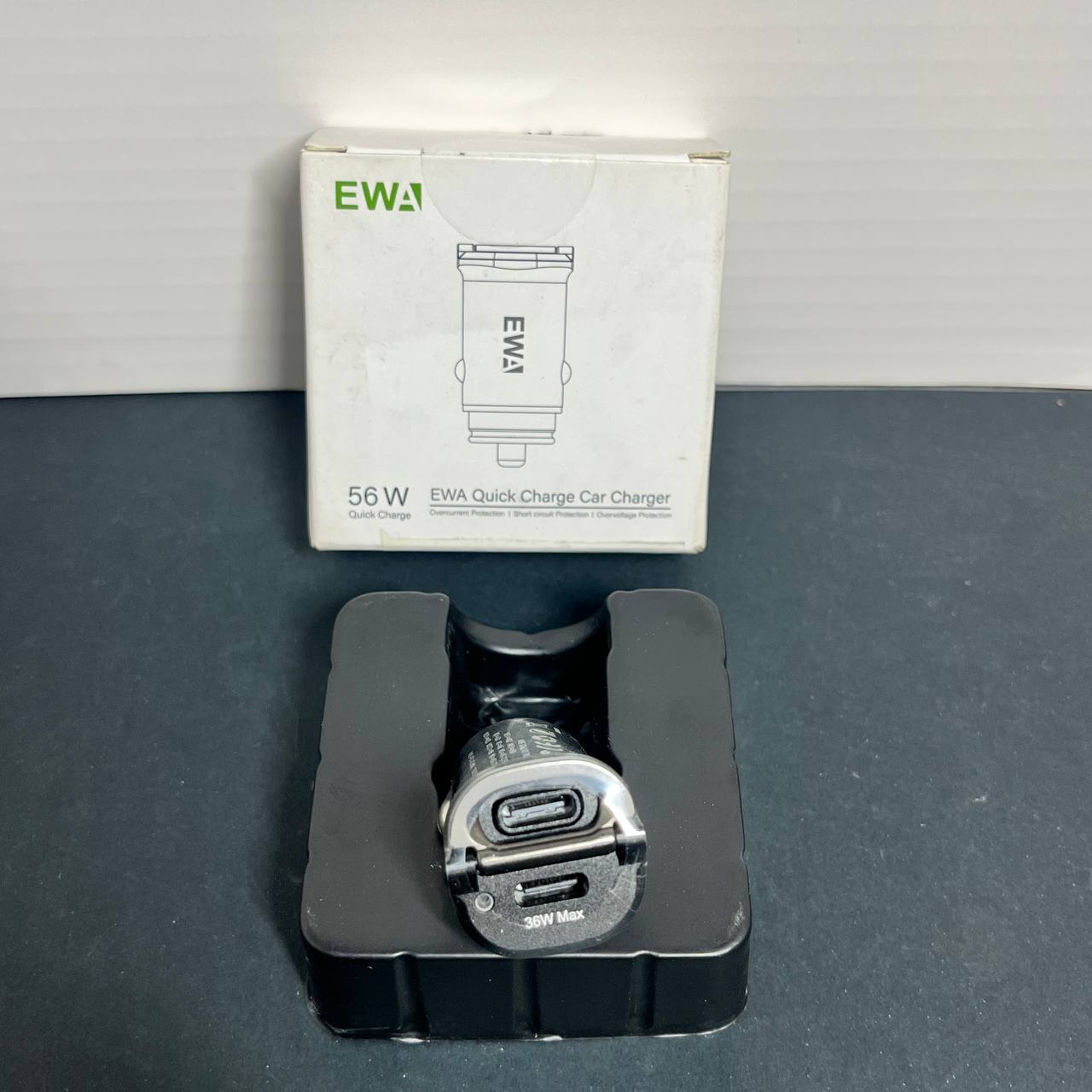 Cargador Rápido para Auto EWA 56W |  Dual tipo C, PD/QC | Carga Inteligente