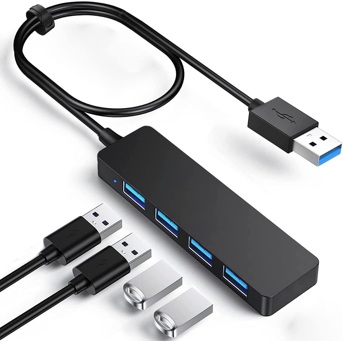 Hub USB 3.0 de 4 Puertos con Cable Integrado, Velocidad de Transferencia 5Gbps