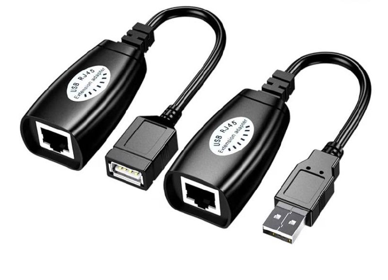 Adaptador de extensión USB (macho) a RJ45 + USB (hembra) USB sobre Cat5/5e/6 RJ45 de hasta 150 pies de longitud