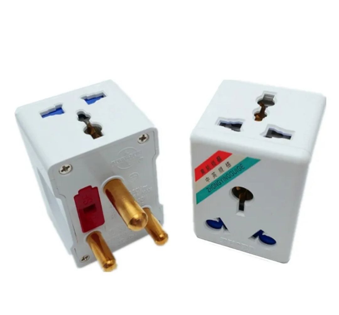 Adaptador de viaje universal diseñado para Sudáfrica,  tomas de corriente tipo M, 3 clavijas redondas