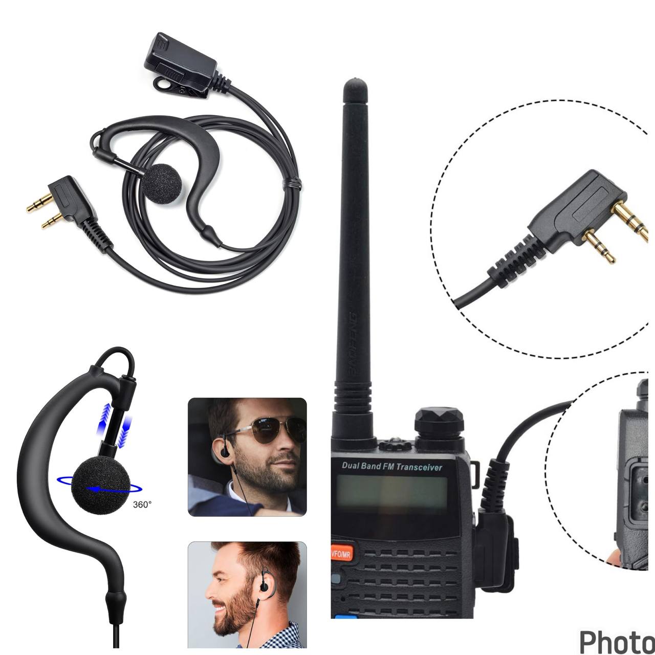 Auricular con Microfono G-Shape Compatible con Radio Baofeng UV-5R BF-888S