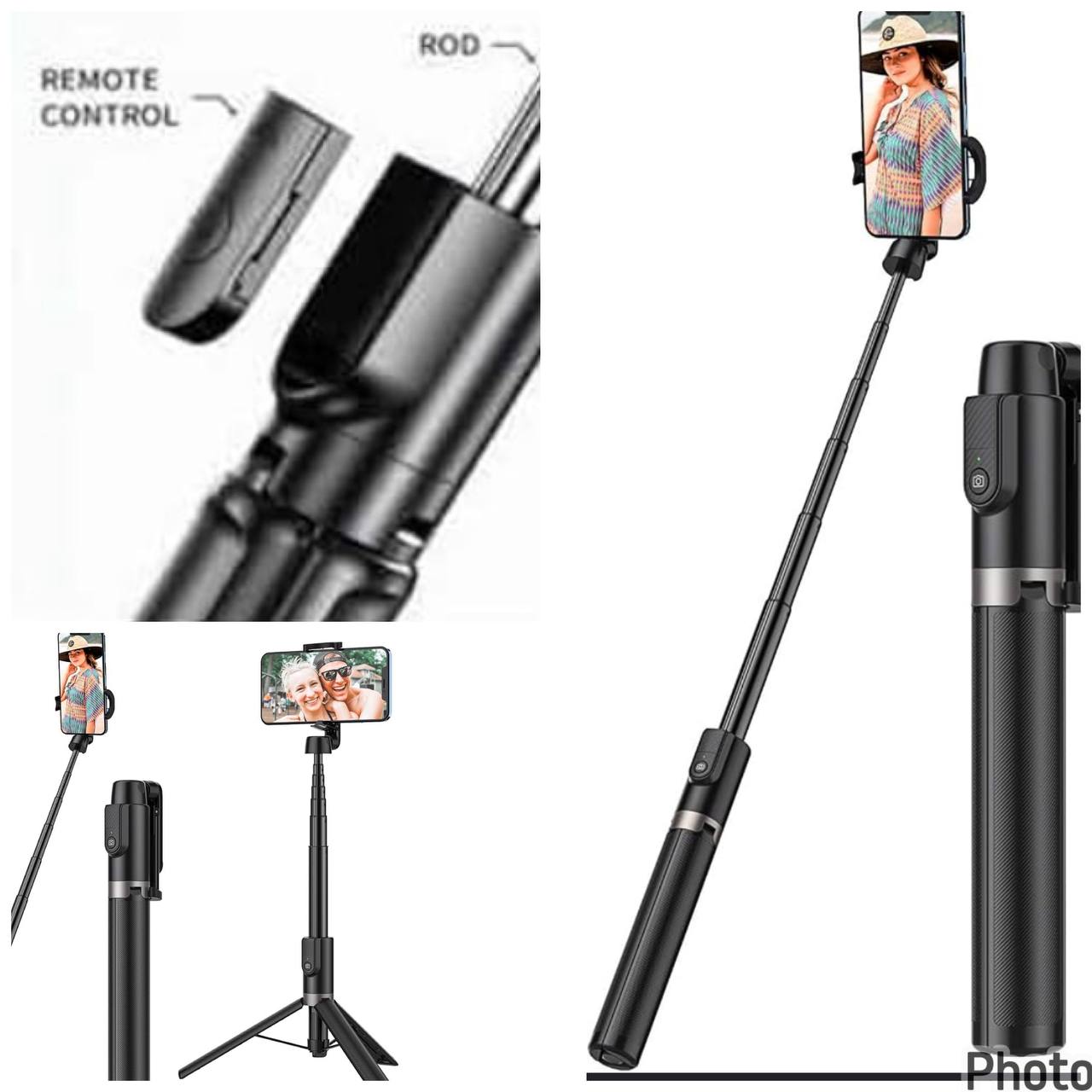 Soporte Selfie Stick Trípode Bluetooth 3 en 1 con Control Remoto Inalámbrico Desmontable