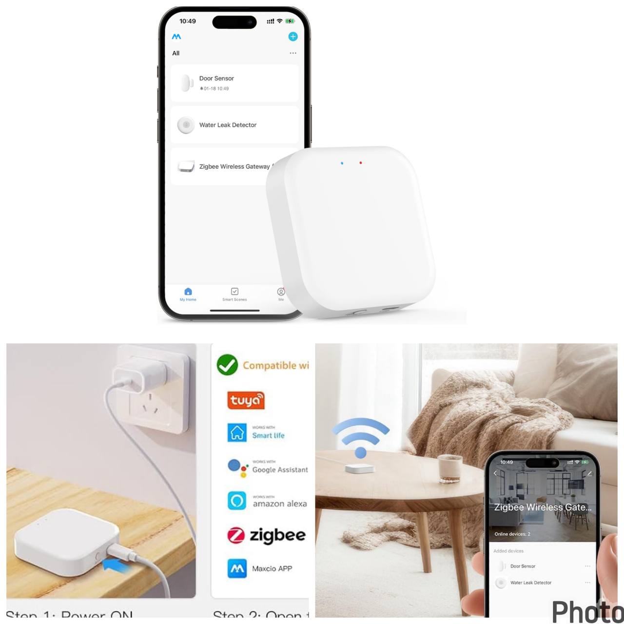 Maxcio Zigbee Hub Gateway, control remoto inalámbrico Smart Home Bridge, compatible Alexa/Google
