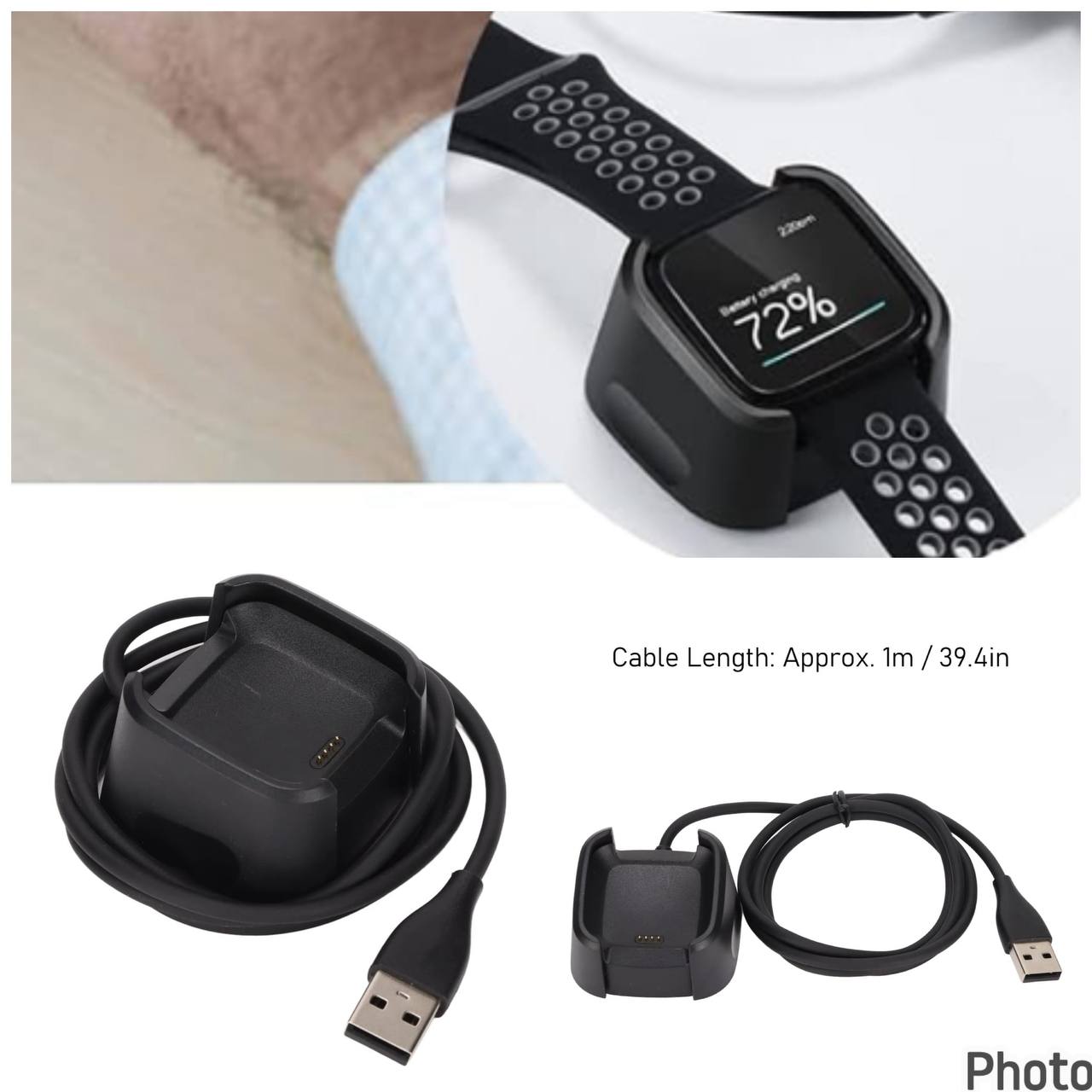 Cargador Base USB para Reloj Fitbit Versa 1 y Lite 🔋