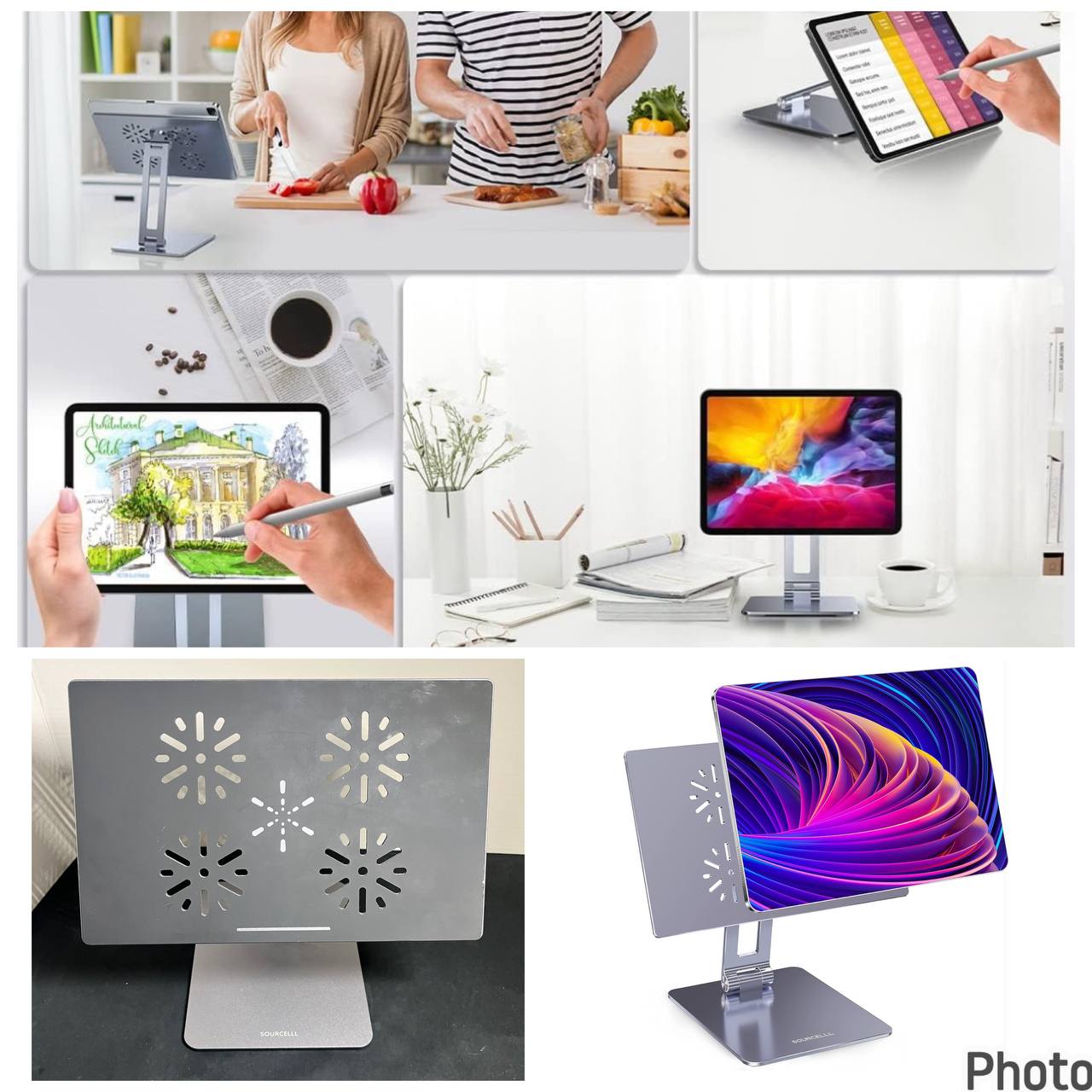 Soporte magnético SOURCELL para iPad Pro 12.9, rotación 360, ajustable, plegable, almohadilla protectora