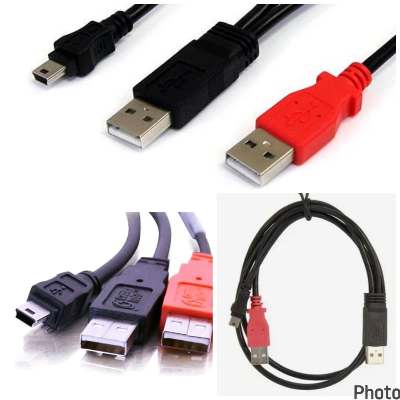 Cable USB 2.0 Macho a Mini USB 5 Pines con Conector USB Macho Adicional para Alimentación