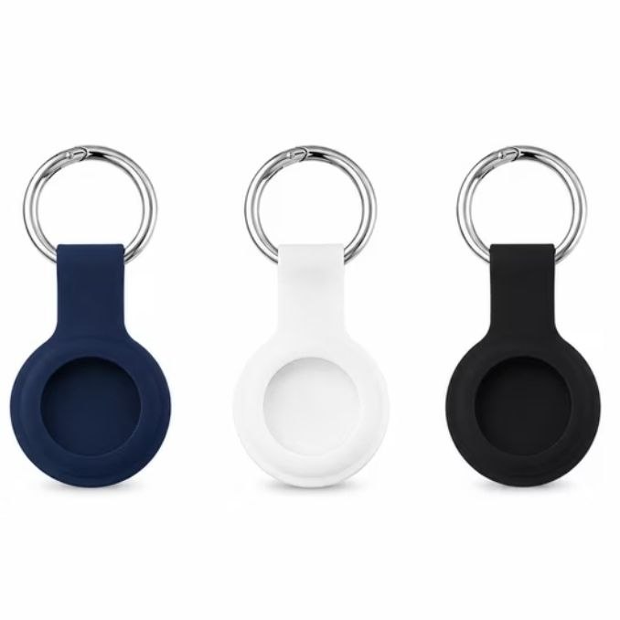 Funda protectora de silicona para AirTag con llavero metálico