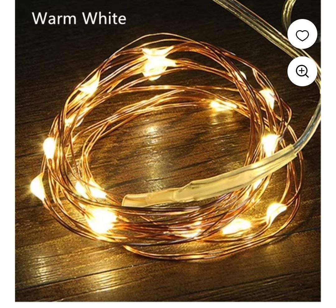 12 Serie de Luces LED de Hilo de Cobre Flexible, 2 Metros, Color amarillo cálido
