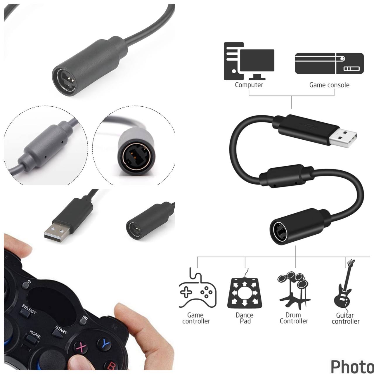 Cable USB "Breakaway" de Repuesto para Xbox 360, Volantes Logitech y Guitarras